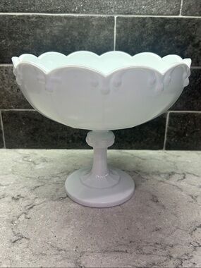 Vintage Milk Glass Pedestal Teardrop Dish